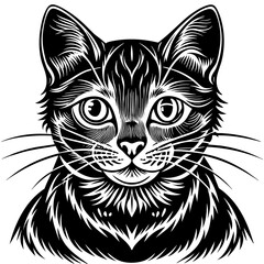 head of a cat silhouette vector illustration,head of a bull,black cat characters,Holiday t shirt,Hand drawn trendy Vector illustration,graceful cat car on black background