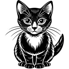 head of a cat silhouette vector illustration,head of a bull,black cat characters,Holiday t shirt,Hand drawn trendy Vector illustration,graceful cat car on black background