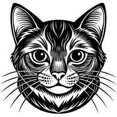 head of a cat silhouette vector illustration,head of a bull,black cat characters,Holiday t shirt,Hand drawn trendy Vector illustration,graceful cat car on black background
