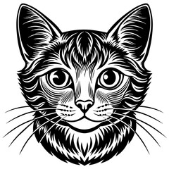 head of a cat silhouette vector illustration,head of a bull,black cat characters,Holiday t shirt,Hand drawn trendy Vector illustration,graceful cat car on black background