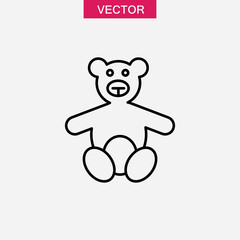 Obraz premium Soft toy, Teddy bear line icon, outline vector symbol flat trendy style illustration..eps