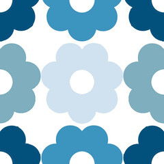 Seamless pattern with gradient blue flowers