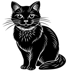 head of a cat silhouette vector illustration,Pet,black cat characters,Holiday t shirt,Hand drawn trendy Vector illustration,graceful cat on black background