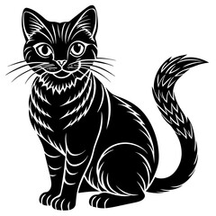 head of a cat silhouette vector illustration,Pet,black cat characters,Holiday t shirt,Hand drawn trendy Vector illustration,graceful cat on black background