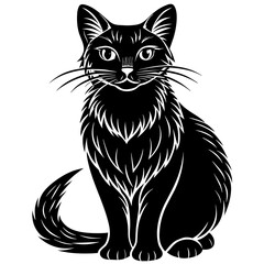 head of a cat silhouette vector illustration,Pet,black cat characters,Holiday t shirt,Hand drawn trendy Vector illustration,graceful cat on black background