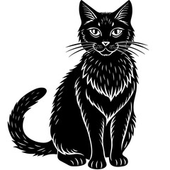 head of a cat silhouette vector illustration,Pet,black cat characters,Holiday t shirt,Hand drawn trendy Vector illustration,graceful cat on black background