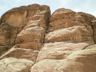 Natural beauty of mountains at Petra Historic Reserve near city of Wadi Musa which contains Petra in Jordan