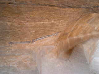 Old drain into Al Siq gorge of Historical Reserve of Petra near the city of Wadi Musa which is home...