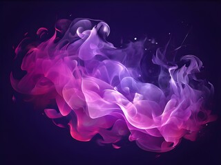 A stunning scene of colored smoke on a black background, with a mesmerizing blue and purple smoke trail in the center, an impressive and vibrant image.