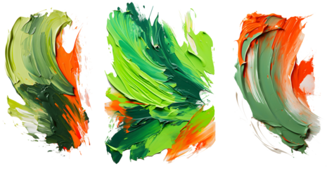 Vibrant palette abstract rough colorful multicolored art painting texture, pallet knife paint on transparent background.
