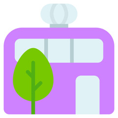 Eco factory icon with flat style. Suitable for website design, logo, app and UI.