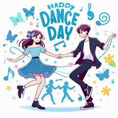 Vector image of people celebrating dance day
