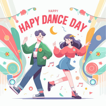 Vector image of people celebrating dance day