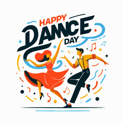 Vector image of people celebrating dance day