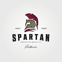 spartan mask typography logo icon vector vintage illustration design