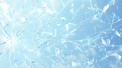 Fotobehang 割れたガラスのイラスト、青空の背景 © Rossi0917