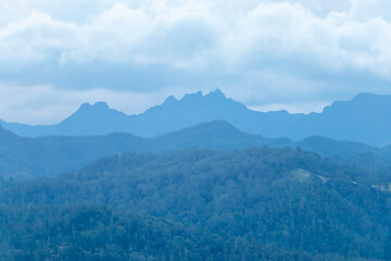 Tranquil Blue Dusk Silhouette: The Pinnacles Ridge and Mountain Backdrop, Coromandel Peninsula, New...