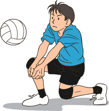 A male volleyball player receiving the ball