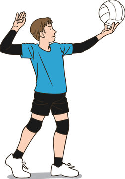 A male volleyball player preparing to serve