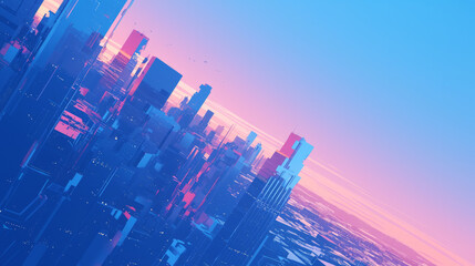 Fototapeta na wymiar Sunrise in the future city with blank background