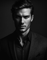 Obraz premium Man Portrait In Black And White 