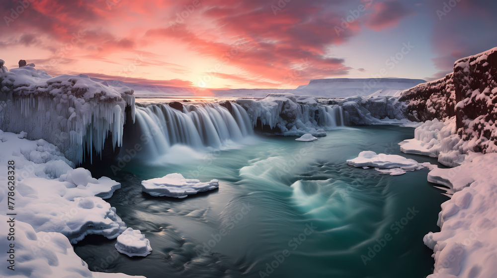 Wall mural Iceland nature scenery in winter