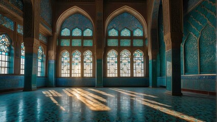 Fototapeta premium Sunlight streaming through ornate windows