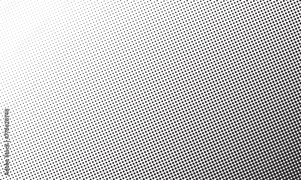 Aufkleber Dotted gradient vector pattern illustration, white and black halftone polka background. Horizontal seamless circle dotted lines, monochrome dots texture backdrop, retro pop art effect halftone.