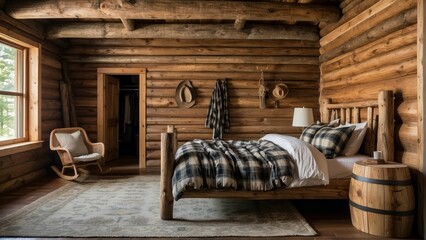 Rustic cabin bedroom interior design