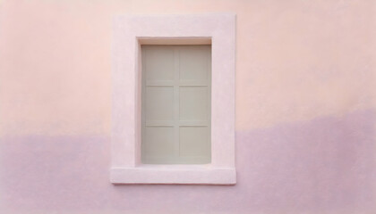 Fototapeta na wymiar Pastel color On the freshly painted wall of a house there is a single closed window on digital art concept, Generative AI.