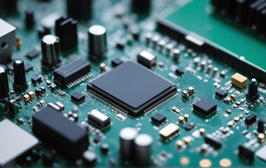 close up of computer circuit board