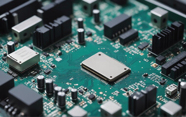 close up of computer circuit board