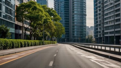 Fototapeta premium Road cutting through modern cityscape
