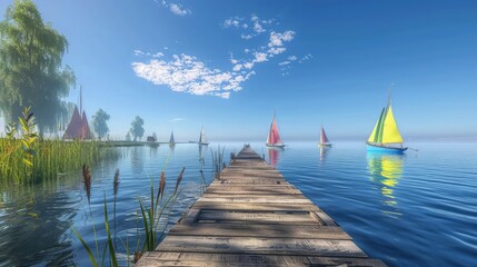 Obraz premium wooden pier on the lake