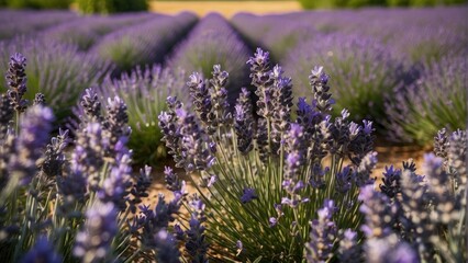 Obraz premium Blooming lavender field under sunlight
