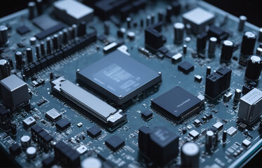 close up of computer circuit board