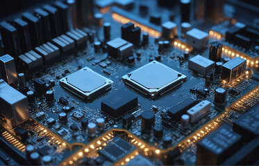 close up of computer circuit board