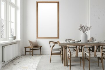 Reflective Glass Frame Mockup in Modern Living Room