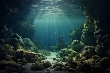 Mysterious Seaweed Rock: Deep Sea Scene