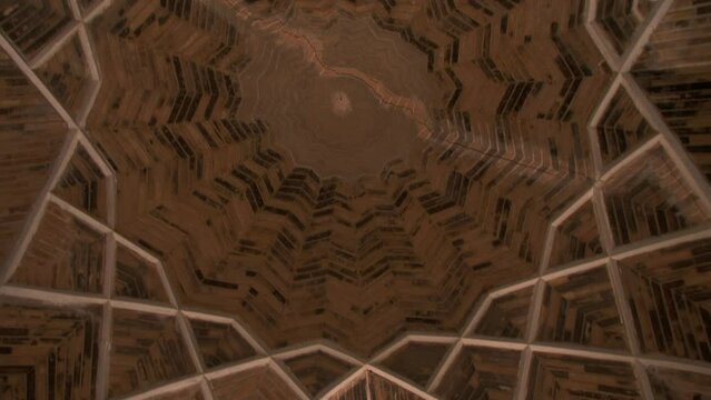 Ancient roof with Arabic ornament in the Mir-i-Arab Madrasa complex. Mir Arab madrasasi, the Po-i-Kalyan ensemble, Bukhara, Uzbekistan.