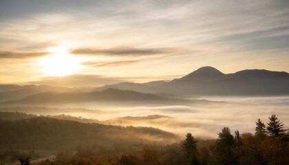 Fototapeta na wymiar beautiful foggy morning over mountain