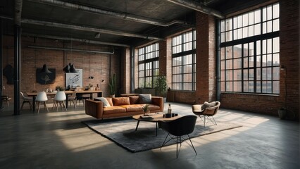 Minimalistic loft space with industrial vibe