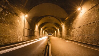 illuminated tunnel at night with light effect in switzerland
