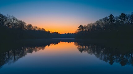 Obraz premium Serene Waters at Dusk./n