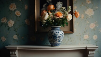Elegant flowers in a ceramic vase on a table