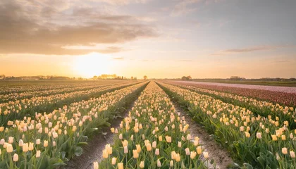 Wandcirkels aluminium tulip field landscape in dutch © Robert