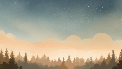 night sky forest background illustration generative ai