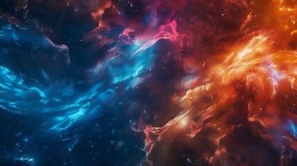 Swirling nebulae of vibrant colors against a backdrop of infinite darkness - obrazy, fototapety, plakaty