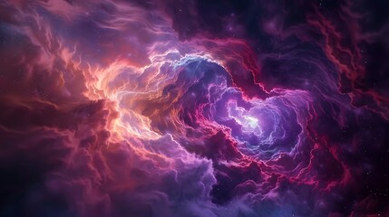 Swirling nebulae of vibrant colors against a backdrop of infinite darkness - obrazy, fototapety, plakaty