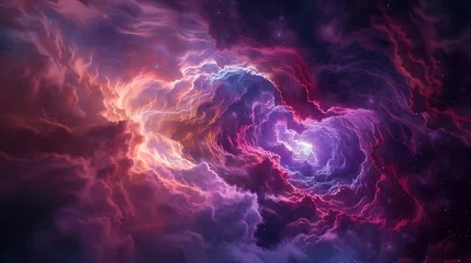 Gordijnen Swirling nebulae of vibrant colors against a backdrop of infinite darkness © SHAPTOS